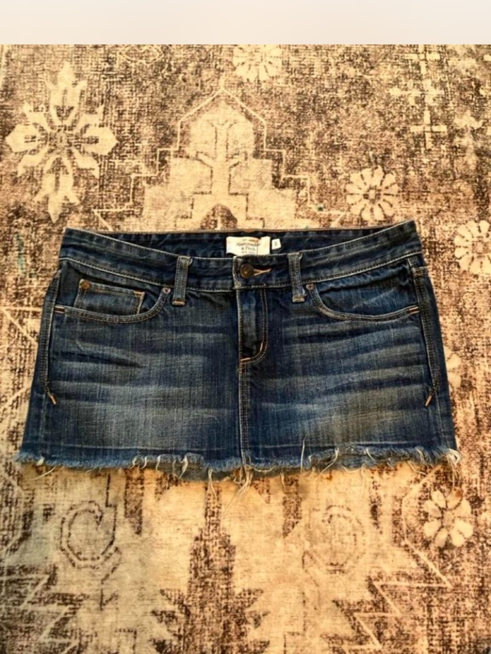 Abercrombie & Fitch Distressed Blue Denim Mini Skirt micro miniskirt